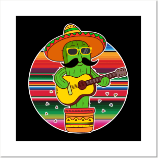 Cinco De mayo Cactus Mexican sombrero hat Posters and Art